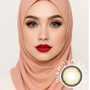 Model wearing Diamond Brown Contact Lenses 14.5mm Eurasian look