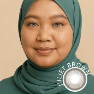 Juliet Brown contact lens on-eye effect natural brown color
