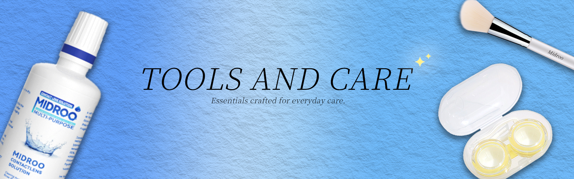 Tools and Care category banner under More, showcasing contact lens accessories and care products